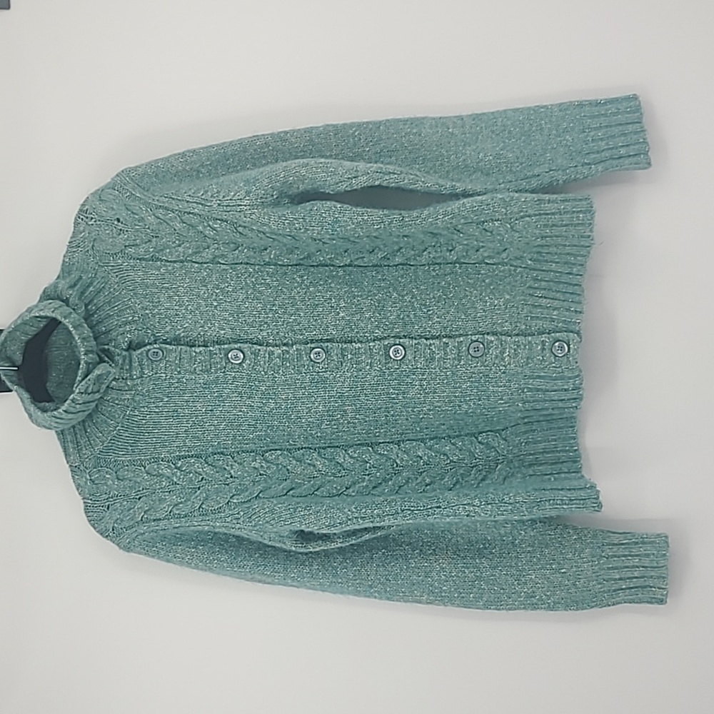 L.L. Bean seafoam green wool cardigan sweater large - Picture 1 of 9